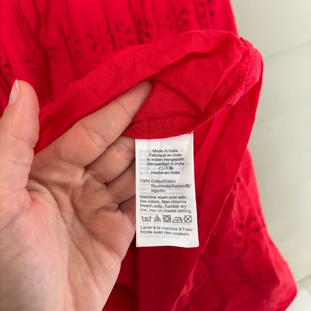 Madewell Vibrant Red Eyelet Lace Midi Dress - Picture 4 of 8